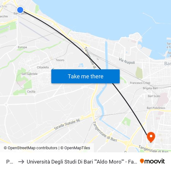 Palese to Università Degli Studi Di Bari ""Aldo Moro"" - Facoltà Di Economia E Commercio map