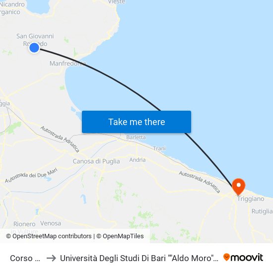 Corso Roma, 86 to Università Degli Studi Di Bari ""Aldo Moro"" - Facoltà Di Economia E Commercio map