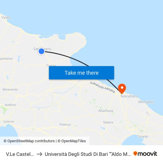 V.Le Castellana (Leccese) to Università Degli Studi Di Bari ""Aldo Moro"" - Facoltà Di Economia E Commercio map