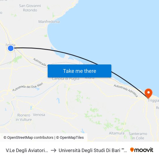 V.Le Degli Aviatori (Parco Volontari Per La Pace) to Università Degli Studi Di Bari ""Aldo Moro"" - Facoltà Di Economia E Commercio map