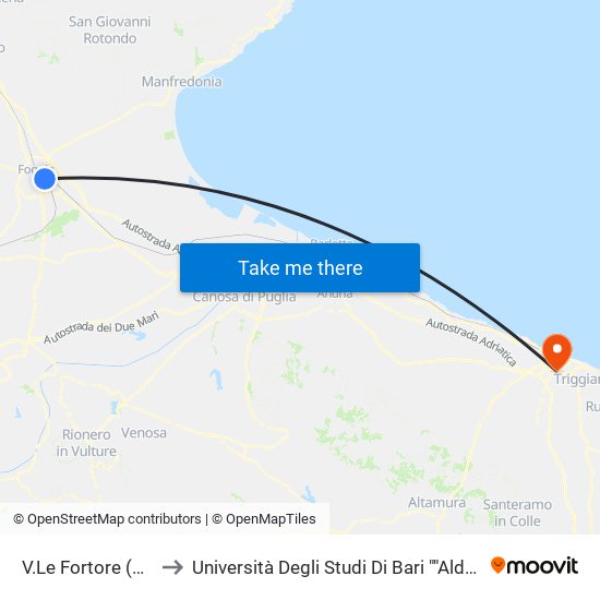 V.Le Fortore (Motorizzazione Civile) to Università Degli Studi Di Bari ""Aldo Moro"" - Facoltà Di Economia E Commercio map
