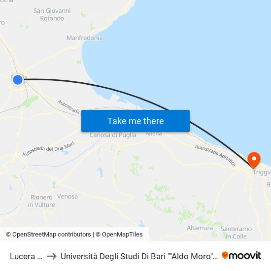 Lucera (R. Berio) to Università Degli Studi Di Bari ""Aldo Moro"" - Facoltà Di Economia E Commercio map