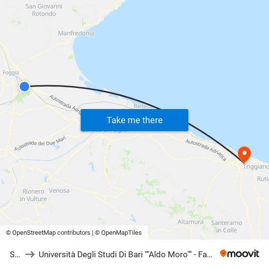 Ss16 to Università Degli Studi Di Bari ""Aldo Moro"" - Facoltà Di Economia E Commercio map