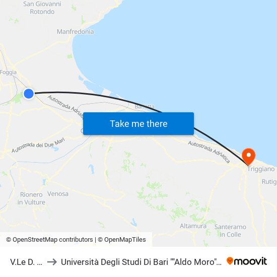 V.Le D. L. Orione to Università Degli Studi Di Bari ""Aldo Moro"" - Facoltà Di Economia E Commercio map