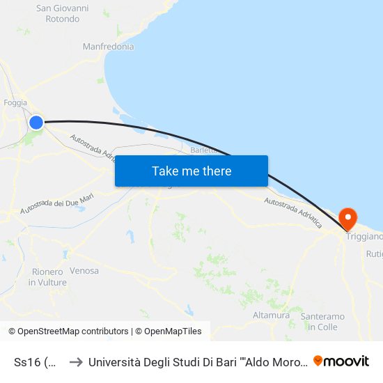 Ss16 (Marmotek) to Università Degli Studi Di Bari ""Aldo Moro"" - Facoltà Di Economia E Commercio map