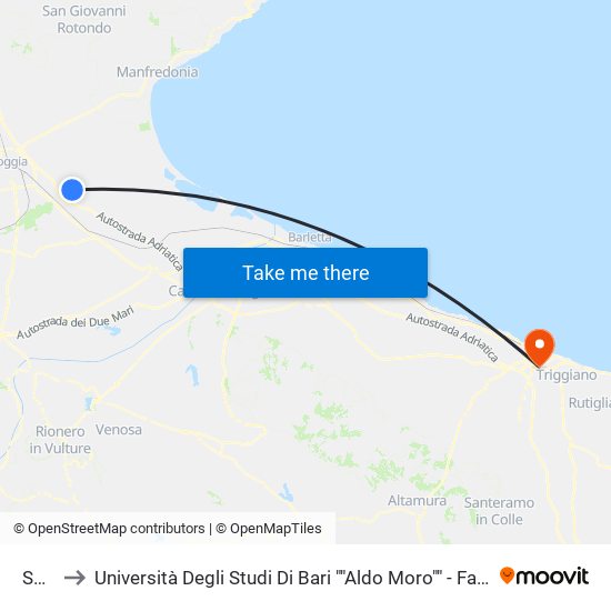 Ss544 to Università Degli Studi Di Bari ""Aldo Moro"" - Facoltà Di Economia E Commercio map