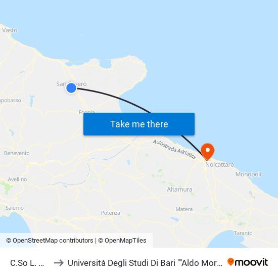 C.So L. Mucci (Rodi) to Università Degli Studi Di Bari ""Aldo Moro"" - Facoltà Di Economia E Commercio map