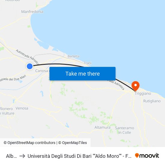 Albenga to Università Degli Studi Di Bari ""Aldo Moro"" - Facoltà Di Economia E Commercio map