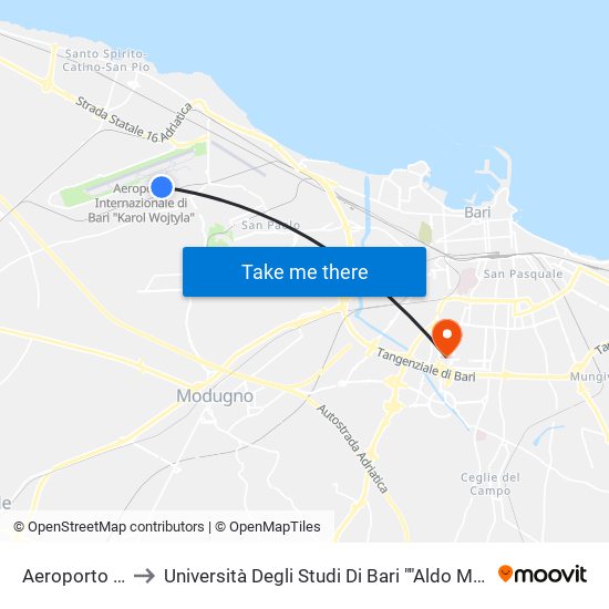 Aeroporto Di Bari Palese to Università Degli Studi Di Bari ""Aldo Moro"" - Facoltà Di Economia E Commercio map