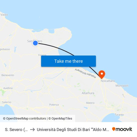 S. Severo (V.Le Stazione) to Università Degli Studi Di Bari ""Aldo Moro"" - Facoltà Di Economia E Commercio map