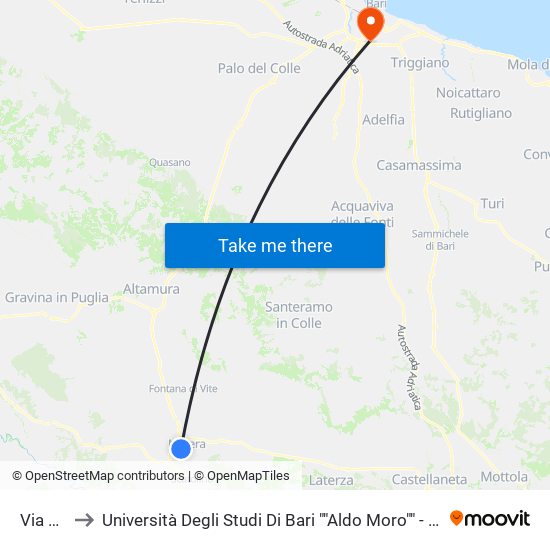 Via Collodi to Università Degli Studi Di Bari ""Aldo Moro"" - Facoltà Di Economia E Commercio map