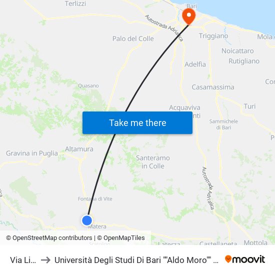 Via Livantino to Università Degli Studi Di Bari ""Aldo Moro"" - Facoltà Di Economia E Commercio map