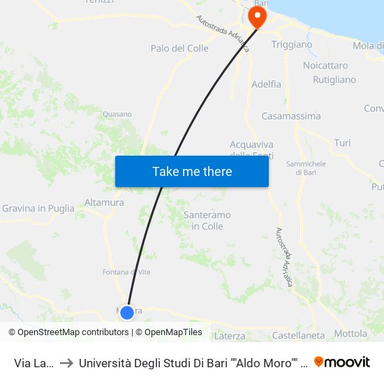 Via Lazazzera to Università Degli Studi Di Bari ""Aldo Moro"" - Facoltà Di Economia E Commercio map
