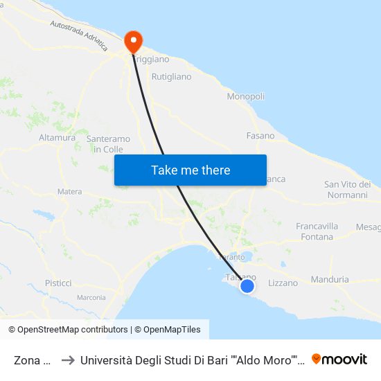 Zona Palumbo to Università Degli Studi Di Bari ""Aldo Moro"" - Facoltà Di Economia E Commercio map