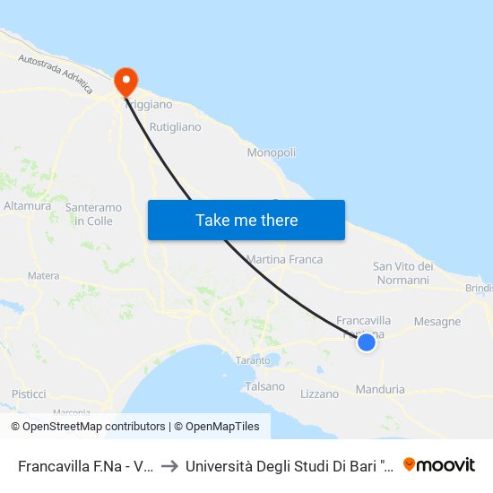 Sp48 -  S.Vito S.Mich - Mass Pigne - Direzione S. Vito to Università Degli Studi Di Bari ""Aldo Moro"" - Facoltà Di Economia E Commercio map