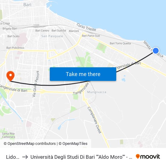 Lido Trullo to Università Degli Studi Di Bari ""Aldo Moro"" - Facoltà Di Economia E Commercio map