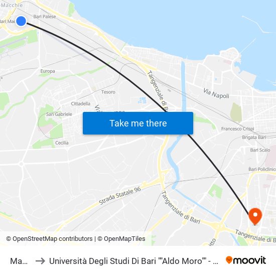 Macchie I to Università Degli Studi Di Bari ""Aldo Moro"" - Facoltà Di Economia E Commercio map