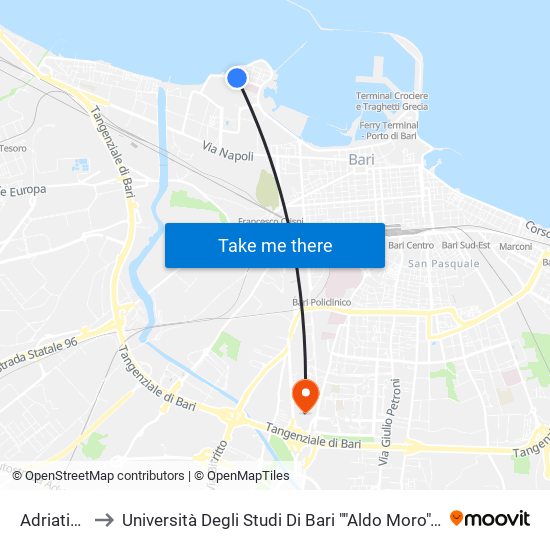 Adriatico-Starita to Università Degli Studi Di Bari ""Aldo Moro"" - Facoltà Di Economia E Commercio map