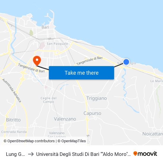 Lung  Giovine XII to Università Degli Studi Di Bari ""Aldo Moro"" - Facoltà Di Economia E Commercio map