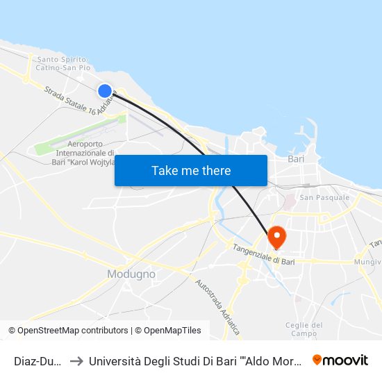 Diaz-Duca D'Aosta to Università Degli Studi Di Bari ""Aldo Moro"" - Facoltà Di Economia E Commercio map