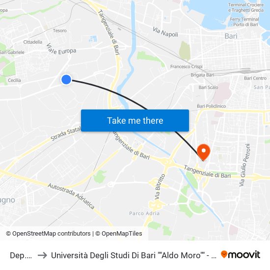 Dep.Amtab to Università Degli Studi Di Bari ""Aldo Moro"" - Facoltà Di Economia E Commercio map