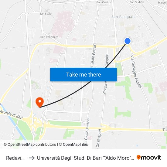 Redavid (Poliba) to Università Degli Studi Di Bari ""Aldo Moro"" - Facoltà Di Economia E Commercio map