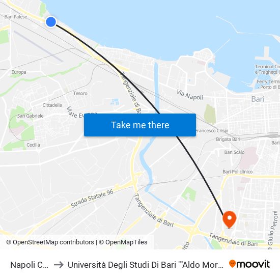 Napoli C Dir. Foggia to Università Degli Studi Di Bari ""Aldo Moro"" - Facoltà Di Economia E Commercio map