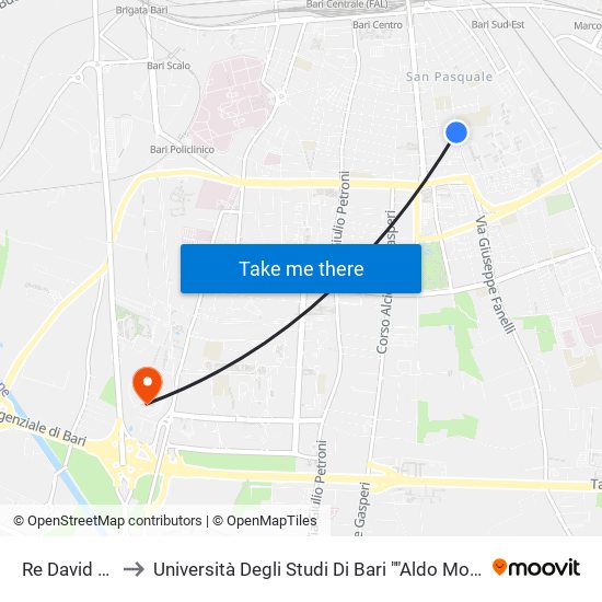 Re David (Politecnico) to Università Degli Studi Di Bari ""Aldo Moro"" - Facoltà Di Economia E Commercio map