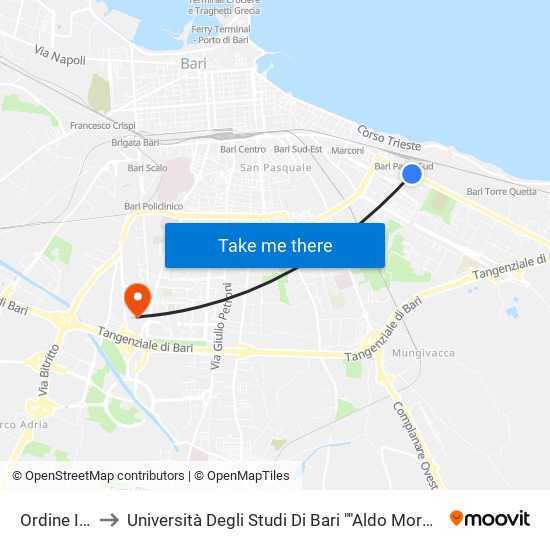 Ordine Ing. Fronte to Università Degli Studi Di Bari ""Aldo Moro"" - Facoltà Di Economia E Commercio map