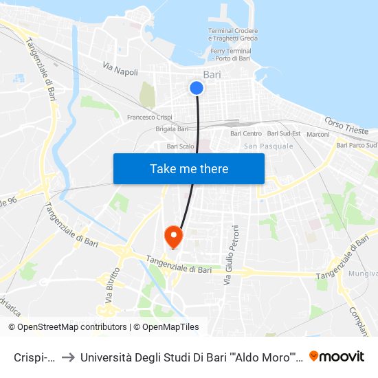 Crispi-Ravanas to Università Degli Studi Di Bari ""Aldo Moro"" - Facoltà Di Economia E Commercio map