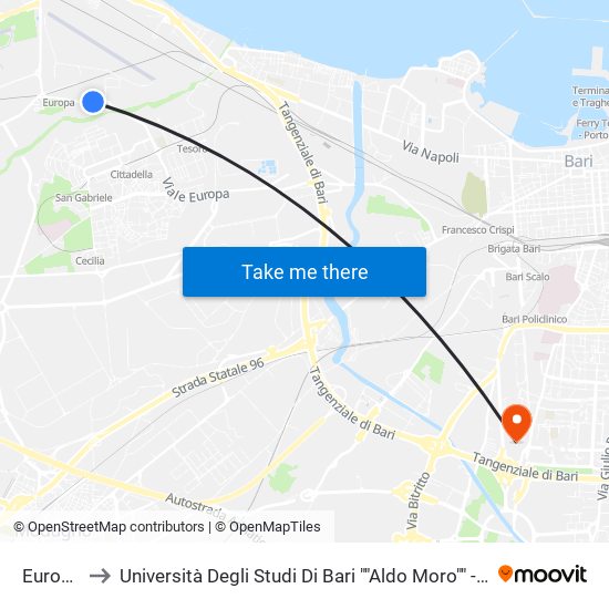 Europa(Gdf) to Università Degli Studi Di Bari ""Aldo Moro"" - Facoltà Di Economia E Commercio map