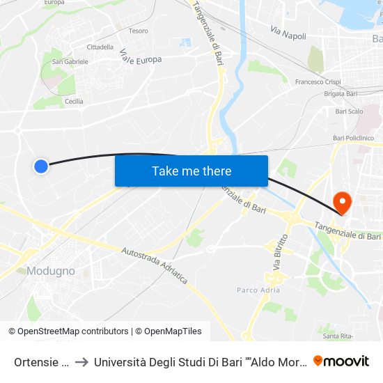 Ortensie (M. Marelli) to Università Degli Studi Di Bari ""Aldo Moro"" - Facoltà Di Economia E Commercio map
