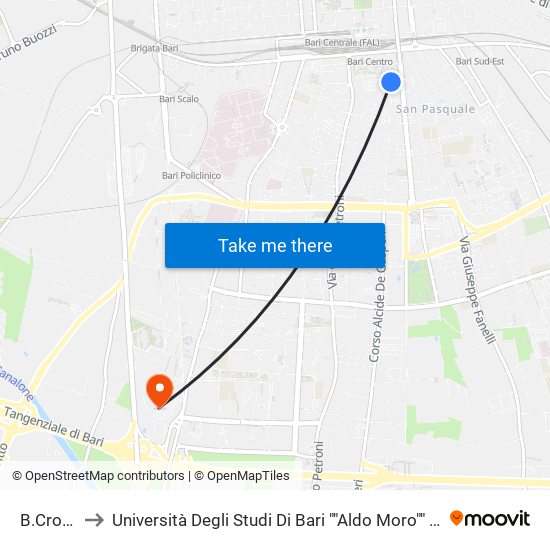 B.Croce-Ciaia to Università Degli Studi Di Bari ""Aldo Moro"" - Facoltà Di Economia E Commercio map