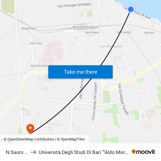 N.Sauro (Provincia) to Università Degli Studi Di Bari ""Aldo Moro"" - Facoltà Di Economia E Commercio map