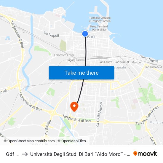 Gdf Fronte to Università Degli Studi Di Bari ""Aldo Moro"" - Facoltà Di Economia E Commercio map