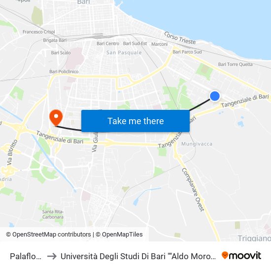 Palaflorio Fronte to Università Degli Studi Di Bari ""Aldo Moro"" - Facoltà Di Economia E Commercio map