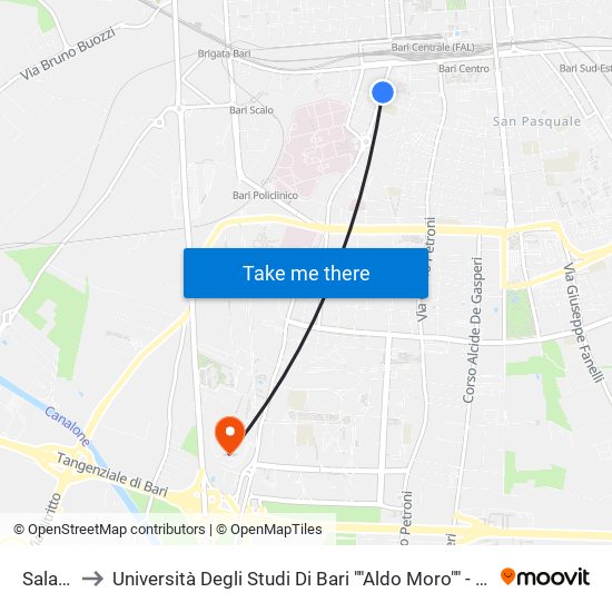 Salandra II to Università Degli Studi Di Bari ""Aldo Moro"" - Facoltà Di Economia E Commercio map