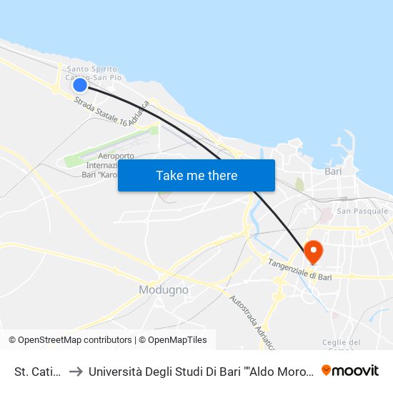 St. Catino-Azalee to Università Degli Studi Di Bari ""Aldo Moro"" - Facoltà Di Economia E Commercio map