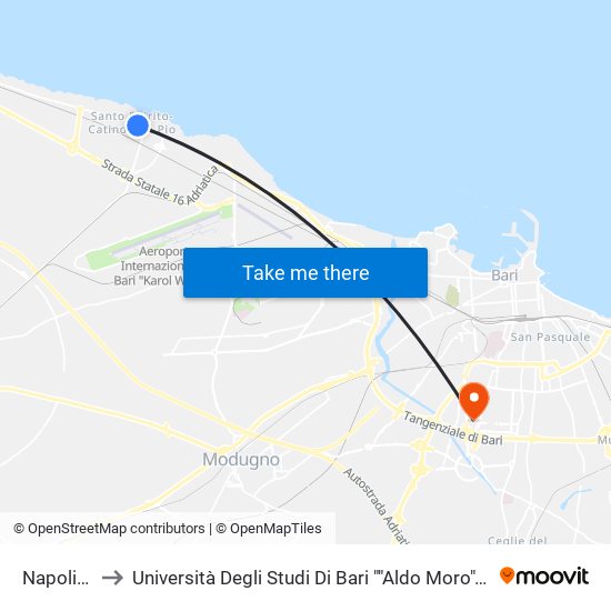 Napoli (Chiesa) to Università Degli Studi Di Bari ""Aldo Moro"" - Facoltà Di Economia E Commercio map
