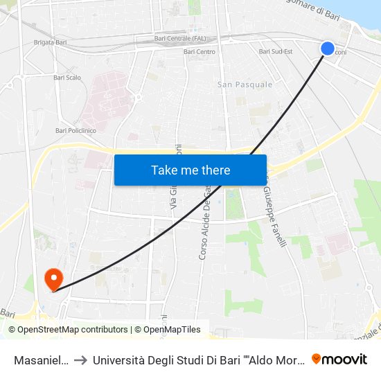 Masaniello-Oberdan to Università Degli Studi Di Bari ""Aldo Moro"" - Facoltà Di Economia E Commercio map