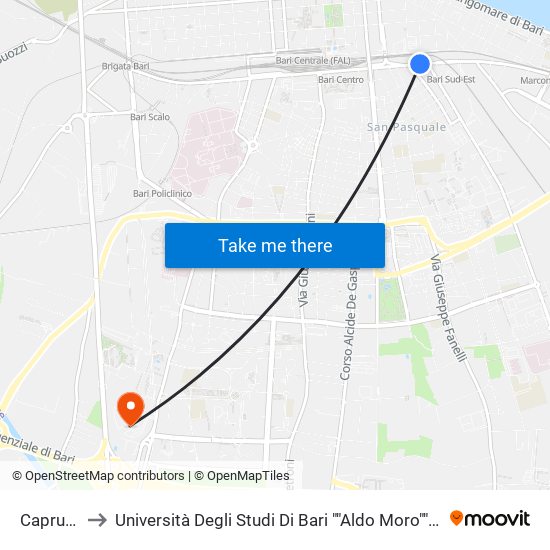 Capruzzi-Mola to Università Degli Studi Di Bari ""Aldo Moro"" - Facoltà Di Economia E Commercio map