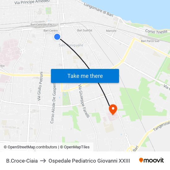 B.Croce-Ciaia to Ospedale Pediatrico Giovanni XXIII map