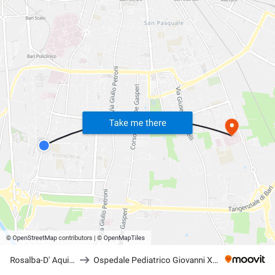 Rosalba-D' Aquino to Ospedale Pediatrico Giovanni XXIII map
