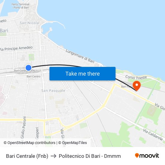 Bari Centrale (Fnb) to Politecnico Di Bari - Dmmm map