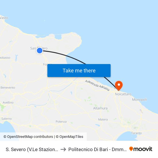 S. Severo (V.Le Stazione) to Politecnico Di Bari - Dmmm map