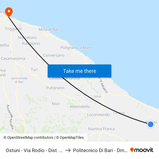 Ostuni - Via Rodio - Dist. Fina to Politecnico Di Bari - Dmmm map