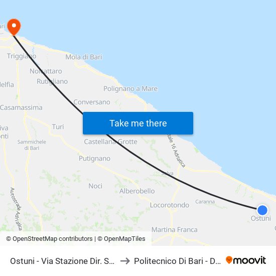 Ostuni - Via Stazione Dir. Stazione to Politecnico Di Bari - Dmmm map