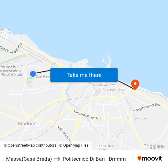 Massa(Case Breda) to Politecnico Di Bari - Dmmm map