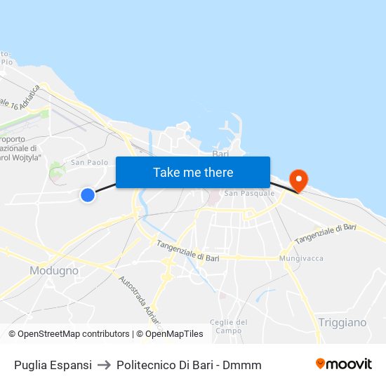 Puglia Espansi to Politecnico Di Bari - Dmmm map