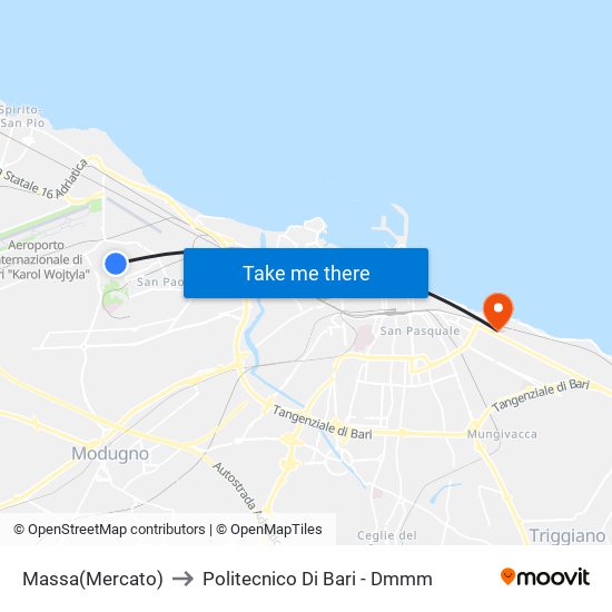 Massa(Mercato) to Politecnico Di Bari - Dmmm map